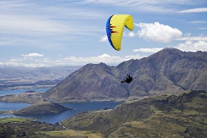 Paragliders above Lake Wanaka, South Island, New Zealand Paragliders above Lake Wanaka, South Island, New Zealand