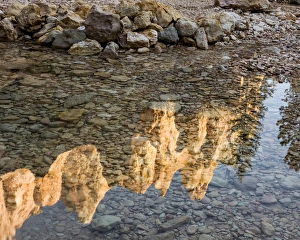 Peaks reflecting in small pool at Mossy Cave at Bryce Canyon National Park. Utah. US Peaks reflecting in small pool at Mossy Cave at Bryce Canyon National Park. Utah. US