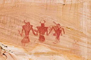 Rock Art Gallery: Pictograph panel on canyon wall along Calf Creek, Grand Staircase-Escalante National Monument