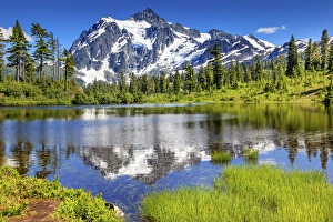 Picture Lake Evergreens Mount Shuksan Mount Baker Highway Snow Mountain Trees Washington Picture Lake Evergreens Mount Shuksan Mount Baker Highway Snow Mountain Trees Washington