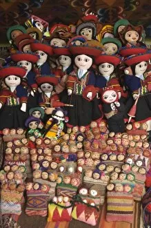 Images Dated 17th May 2005: Pin cushion dolls displayed in market, Chinchero (near Cuzco), Peru