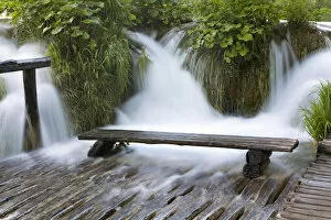 Images Dated 8th June 2010: The Plitvice Lakes in the National Park Plitvicka Jezera in Croatia. Bench in water