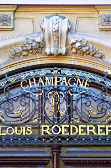 Champagne Collection: The portico in wrought iron on entrance door to Champagne Louis Roederer, Reims