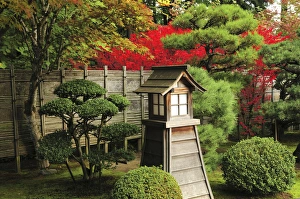 Portland Japanese Garden in Autumn with Fire Hydrant, Portland, Oregon, USA Portland Japanese Garden in Autumn with Fire Hydrant, Portland, Oregon, USA