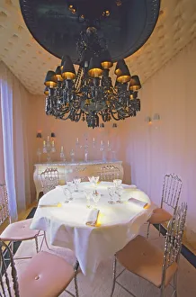 The private dining room with the black crystal chandelier at The Baccarat Restaurant The private dining room with the black crystal chandelier at The Baccarat Restaurant