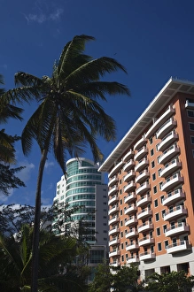 Puerto Rico, San Juan Area, Condado, Playa Condado beach, beachfront highrise building Puerto Rico, San Juan Area, Condado, Playa Condado beach, beachfront highrise building