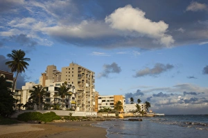 Puerto Rico, San Juan Area, Isla Verde, Punta El Media point, highrise beachfront buildings Puerto Rico, San Juan Area, Isla Verde, Punta El Media point, highrise beachfront buildings