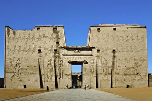 Pylons and main entrance to Temple of Horus, at Edfu, Egypt Pylons and main entrance to Temple of Horus, at Edfu, Egypt