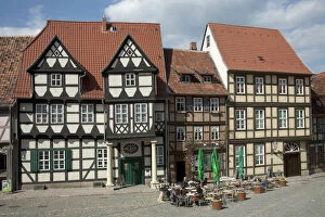Castle Hill Gallery: QUEDLINBURG18142-2012-BARTRUFF.CR2 - Half- timbered skyline buildings atop Castle Hill in 1