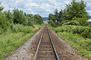 Railway track, Furano, Hokkaido Prefecture, Japan Railway track, Furano, Hokkaido Prefecture, Japan