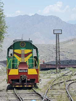 Railway for transporting coal. Town Tasch Kumyr, a coal mining area in the Tien Shan or Railway for transporting coal. Town Tasch Kumyr, a coal mining area in the Tien Shan or