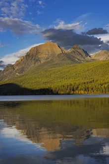 Rainbow Peak reflects in Bowman Lake in Glacier National Park, Montana, USA Rainbow Peak reflects in Bowman Lake in Glacier National Park, Montana, USA