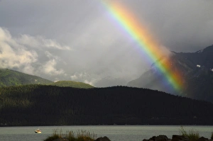 Rainbow over Seward and Resurrection Bay; Seward; Alaska; USA Rainbow over Seward and Resurrection Bay; Seward; Alaska; USA