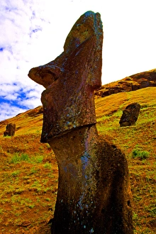 Rano Raraku Moai Statues Abstracts Easter Island during Tapati Festival Rapa Nui Rano Raraku Moai Statues Abstracts Easter Island during Tapati Festival Rapa Nui