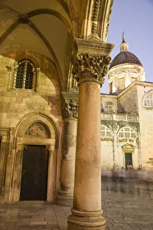 Rectors Palace Arches with Dubrovnik Cathedral behind, Walled City of Dubrovnik Rectors Palace Arches with Dubrovnik Cathedral behind, Walled City of Dubrovnik