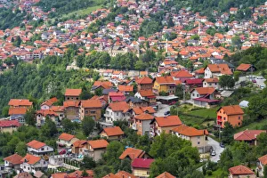Red roof houses on the hill side, Sarajevo, Bosnia and Herzegovina Red roof houses on the hill side, Sarajevo, Bosnia and Herzegovina