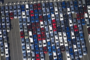 Rental cars, Auckland Airport, North Island, New Zealand - aerial Rental cars, Auckland Airport, North Island, New Zealand - aerial