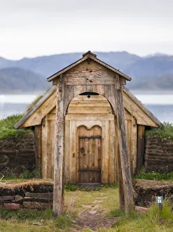 Replica of the church of Tjodhilde. The settlement Qassiarsuk, probably the old Brattahlid Replica of the church of Tjodhilde. The settlement Qassiarsuk, probably the old Brattahlid