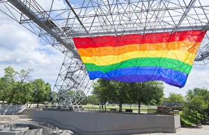 Broad Street Gallery: Rochester New York NY downtown city gay rainbow flag for Pride Festival Party in