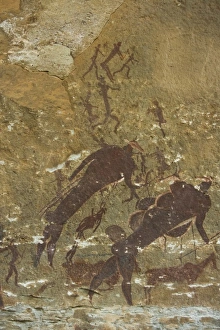 Rock painting by San bushmen in Drakensberg Royal Natal NP, South Africa Rock painting by San bushmen in Drakensberg Royal Natal NP, South Africa