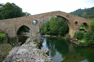 Roman bridge crossing the Sella River at Cangas de Onis, Asturias, northern Spain