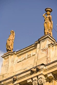 Romania, Brasov. Building detail in the Baroque Old Town of Brasov. (RF) Romania, Brasov. Building detail in the Baroque Old Town of Brasov. (RF)