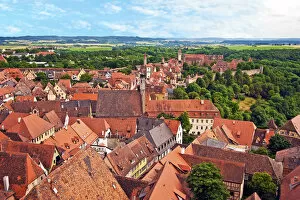 Market Square Gallery: Rothenburg ob der Tauber, Bavaria, Germany, A view over the rooftops of the 13th
