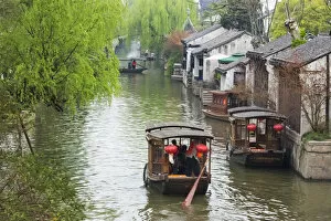 Images Dated 3rd December 2016: Rowing boat on the Grand Canal, Nanxun Ancient Town, Zhejiang Province, China