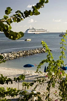 Royal Caribbean cruise ship leaving port-view of Great Bay, Philipsburg, St. Maarten Royal Caribbean cruise ship leaving port-view of Great Bay, Philipsburg, St. Maarten