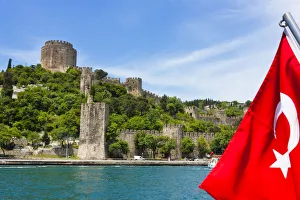 Rumeli Castle and national flag, Istanbul, Turkey Rumeli Castle and national flag, Istanbul, Turkey