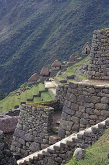 SA, Peru, Machu Picchu Stone walls and terraces of Incan ruins high in Andes Mountains SA, Peru, Machu Picchu Stone walls and terraces of Incan ruins high in Andes Mountains