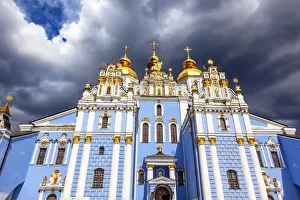 Saint Michael Monastery Cathedral Steeples Spires Facade Kiev Ukraine Saint Michael Monastery Cathedral Steeples Spires Facade Kiev Ukraine
