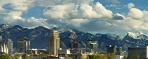 Salt Lake City with Wasatch Front in Background, Utah Salt Lake City with Wasatch Front in Background, Utah