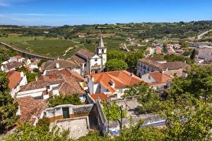 Santa Maria Church Castle Countryside Farmland Medieval Town Obidos Portugal. Castle Santa Maria Church Castle Countryside Farmland Medieval Town Obidos Portugal. Castle