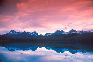 Sawtooth mountains reflected in Little Redfish Lake near Stanley, Idaho Sawtooth mountains reflected in Little Redfish Lake near Stanley, Idaho