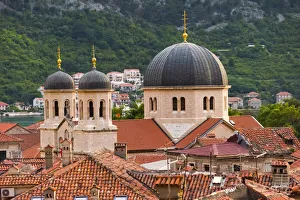 Serbian Orthodox Church of Saint Nicholas and red roof houses, Kotor, Montenegro Serbian Orthodox Church of Saint Nicholas and red roof houses, Kotor, Montenegro