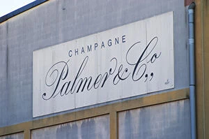Weathered Gallery: Sign on the wall at Champagne Palmer, a big cooperative co-operative, Reims, Champagne