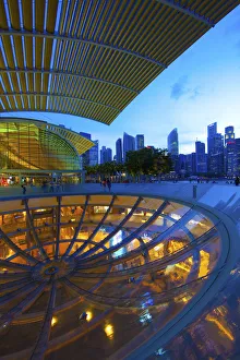 Singapore. Street-level overview of city at twilight Singapore. Street-level overview of city at twilight