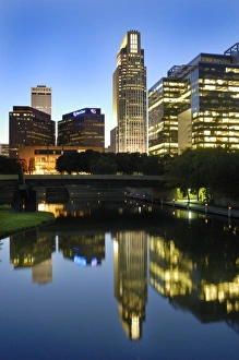 The skyline of downtown Omaha comes alive at dusk The skyline of downtown Omaha comes alive at dusk