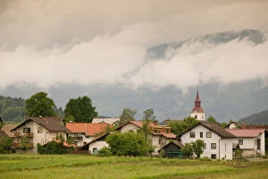 Images Dated 23rd May 2004: SLOVENIA-Dolenjska-Vavta Vas: Village View by Kocevski Rog Mountain