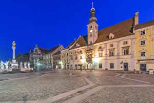 Slovenia, Maribor, Maribor Town Hall Square at Dawn Slovenia, Maribor, Maribor Town Hall Square at Dawn