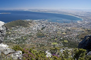South Africa, Cape Town, Table Mountain. View of Cape Town and Table Bay from the South Africa, Cape Town, Table Mountain. View of Cape Town and Table Bay from the