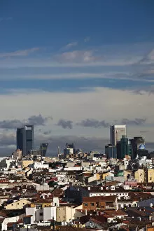 Images Dated 6th November 2011: Spain, Madrid, Centro Area, elevated view of office towers in northern Madrid, morning
