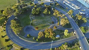 Australia Collection: Spiral road to Port of Timaru, Timaru, South Canterbury, South Island, New Zealand