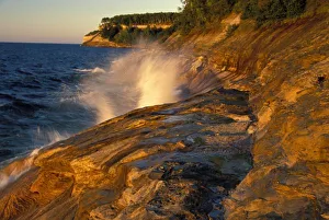 Splashing Wave on Gerlachs Point; Pictured Rocks National Lakeshore; Munising Splashing Wave on Gerlachs Point; Pictured Rocks National Lakeshore; Munising