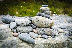 Stacked rocks on Sand Dollar Beach, Los Padres National Forest, Big Sur, California Stacked rocks on Sand Dollar Beach, Los Padres National Forest, Big Sur, California