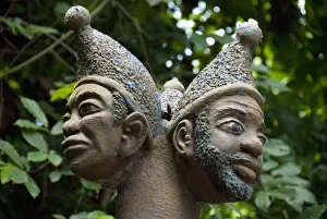 Related Images Gallery: Statue of 3-headed voodoo deity in Sacred Forest of Kapasse, Ouidah, Benin
