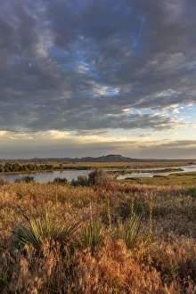 Sunrise clouds over the Yellowstone River at the confluence with the Powder River near Sunrise clouds over the Yellowstone River at the confluence with the Powder River near