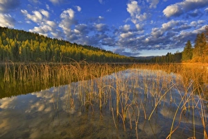 Sunrise lights clouds over Spencer Lake near Whitefish Montana Sunrise lights clouds over Spencer Lake near Whitefish Montana