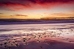 Sunset over the Channel Islands and Ventura Pier from San Buenaventura State Beach Sunset over the Channel Islands and Ventura Pier from San Buenaventura State Beach